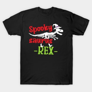 Halloween Dinosaur Gift Spooky T-Rex Skeleton in Witch Hat T-Shirt